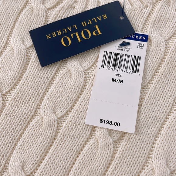 NWT Polo Ralph Lauren Patchwork Cable Knit Pima Cotton Sweater. - Picture 9 of 12